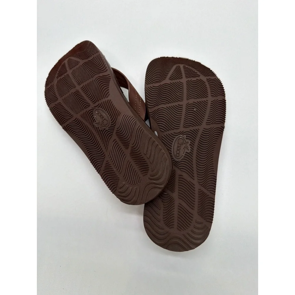 Chaco Playa Pro Leather Flip Flop Sandals Mens 8 Brown Suede LUVSEAT Footbed